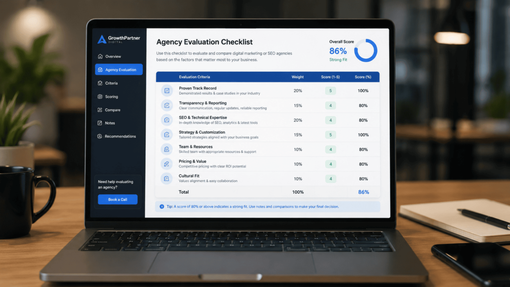 SEO apprenticeship program checklist for evaluating agency growth case studies and performance data