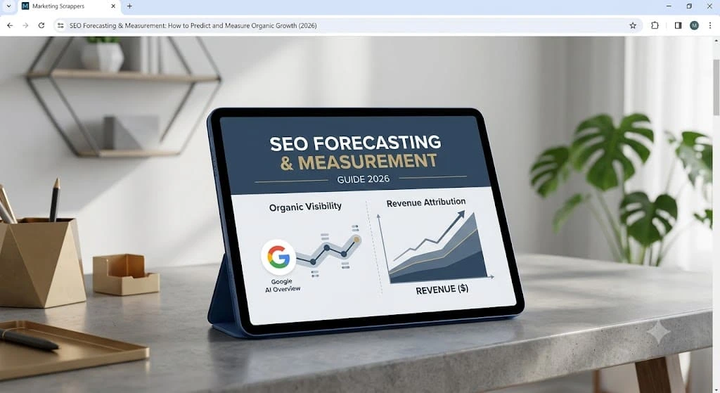 Dashboard view comparing an Organic Visibility graph (Google AI Overview) against a Revenue Attribution chart.